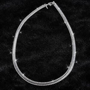 Vintage Monet Silver Tone Multi Strand Woven Chain Necklace 18” Lobster Clasp